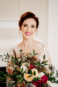 wedding bride portrait with wedding bouquet