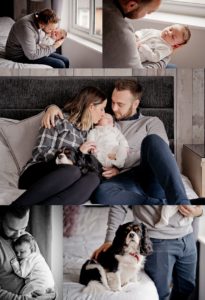 family photography with newborn baby in the family home