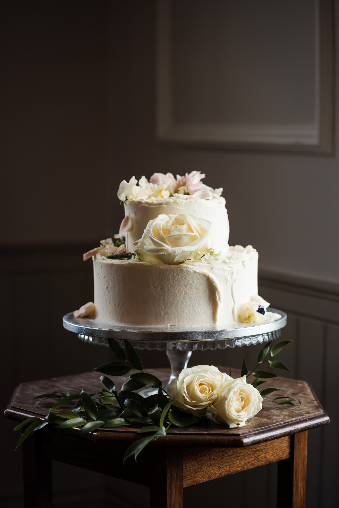 two tier white wedding cake from london's Violet Cakes By Claire Ptak